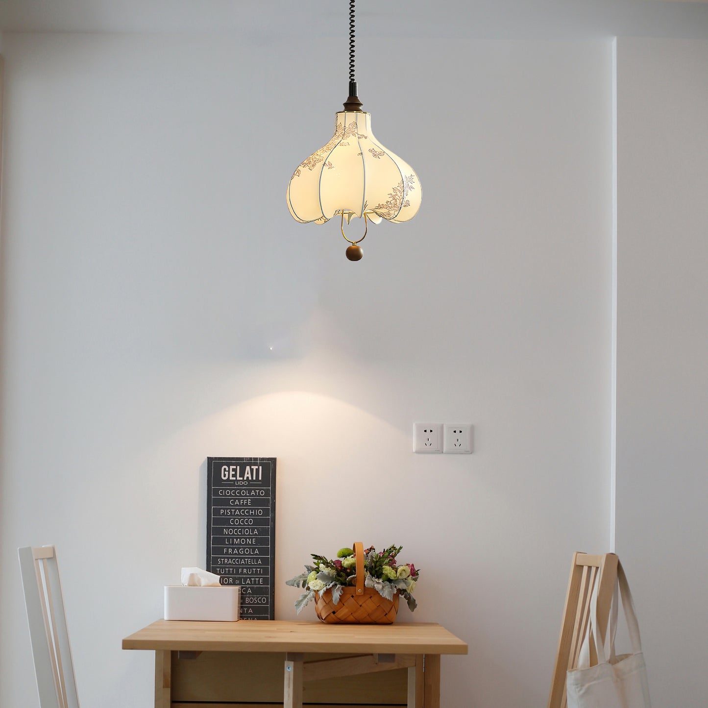 Pear Fabric Contemporary Metal Pendant Lamp