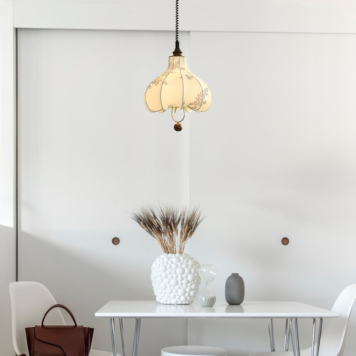 Pear Fabric Contemporary Metal Pendant Lamp