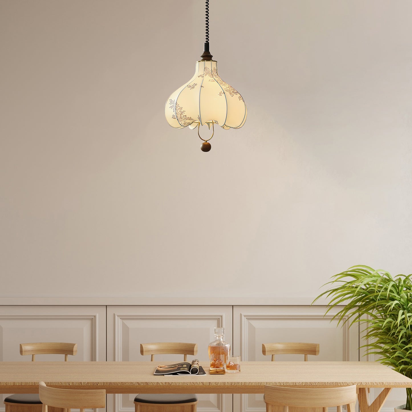 Pear Fabric Contemporary Metal Pendant Lamp