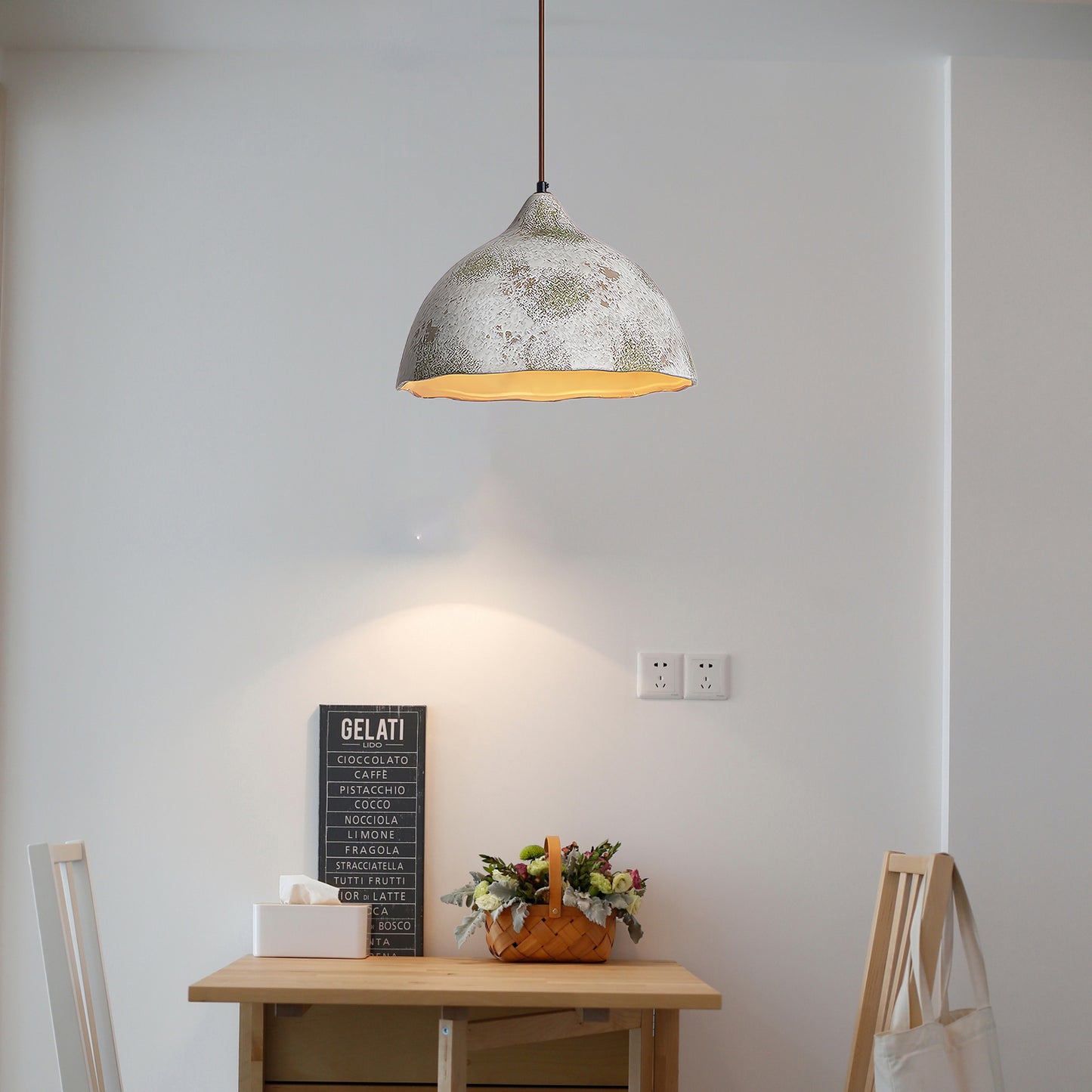 Pear Shape Ceramic Modern Metal Pendant Light