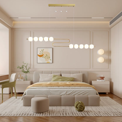 Pearl Chain Minimalist Brass Pendant Lamp