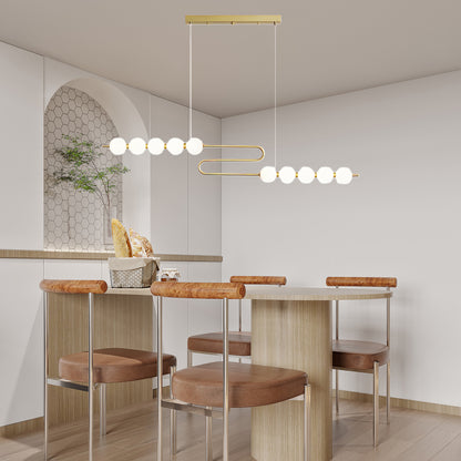 Pearl Chain Minimalist Brass Pendant Lamp