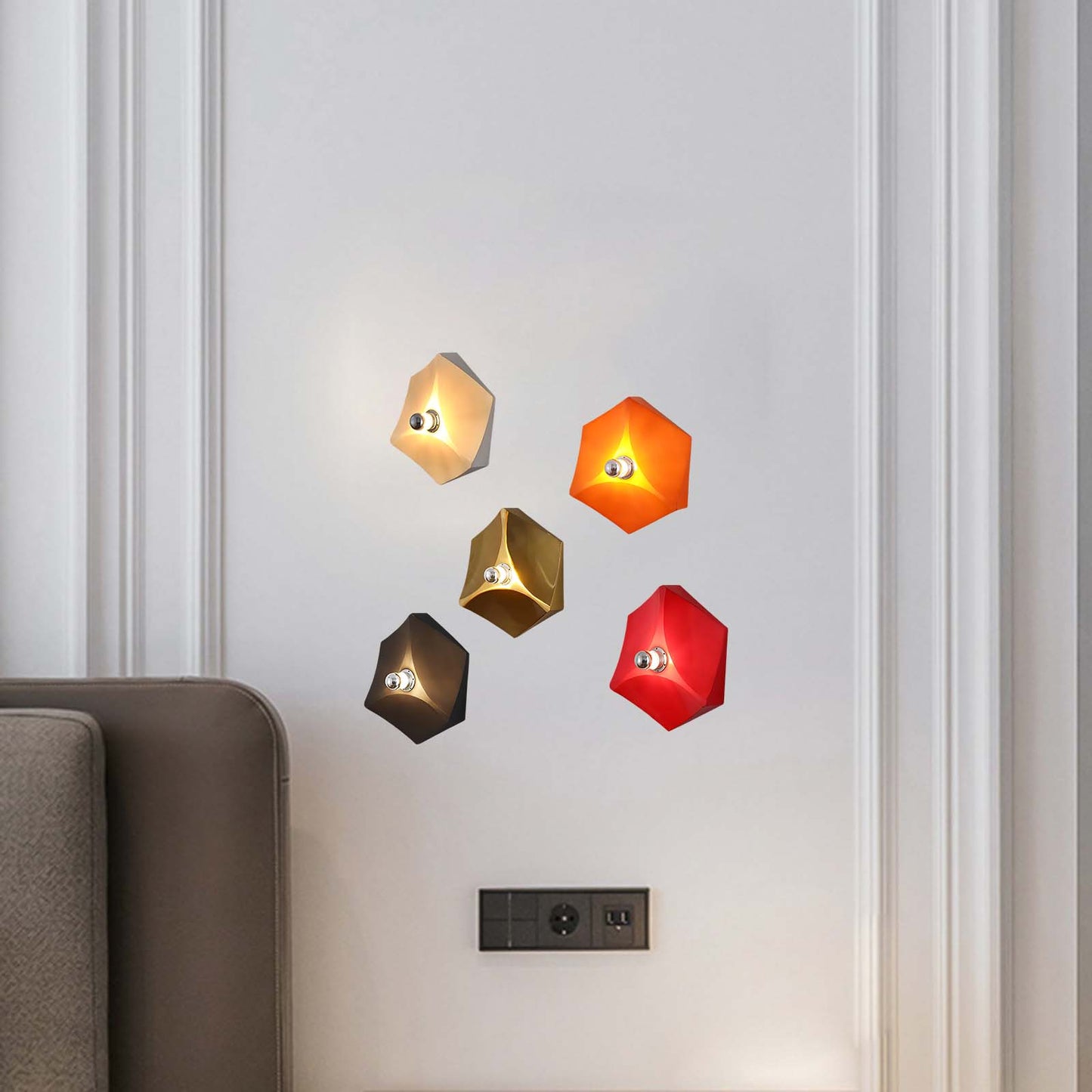 Pentagon Combination Eclectic Metal Wall Lamp