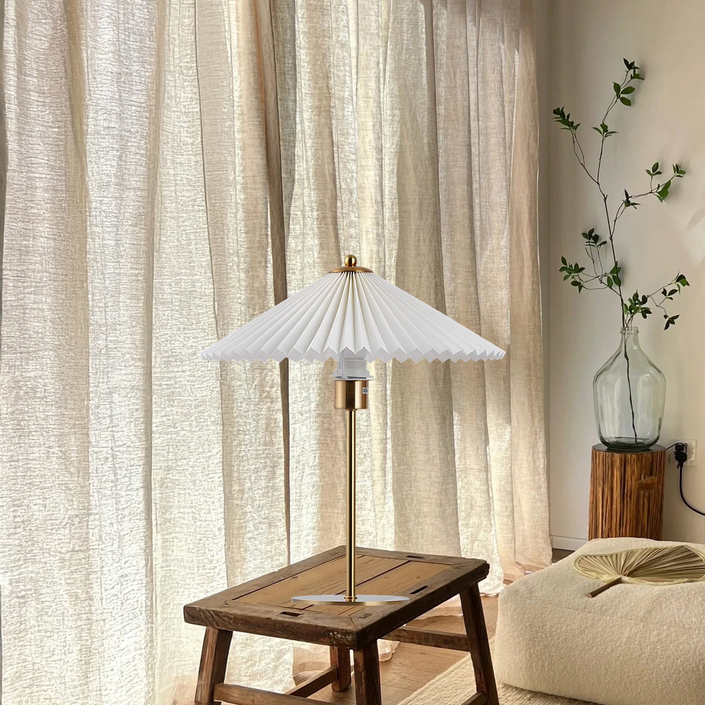 Perla Pleated Modern Metal Table Lamp