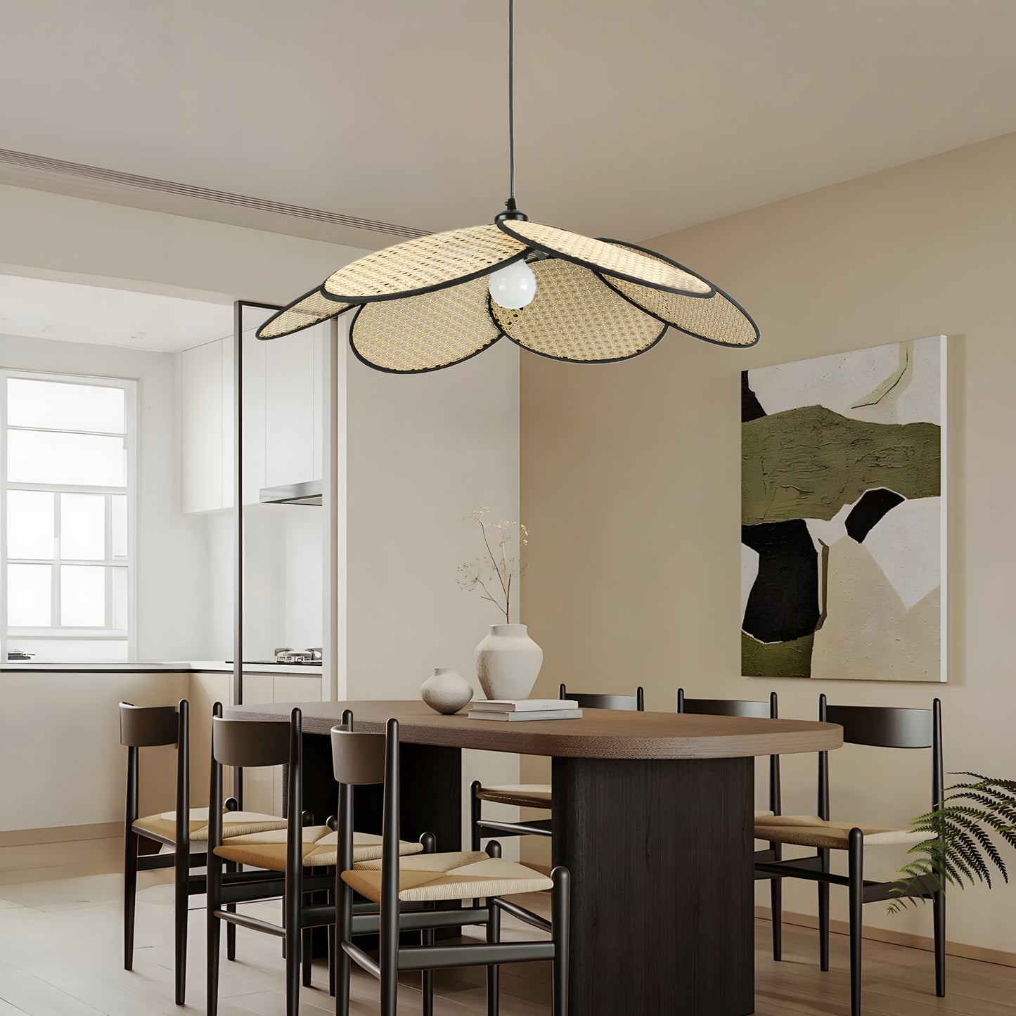 Petals Rattan Minimalist Metal Pendant Lamp