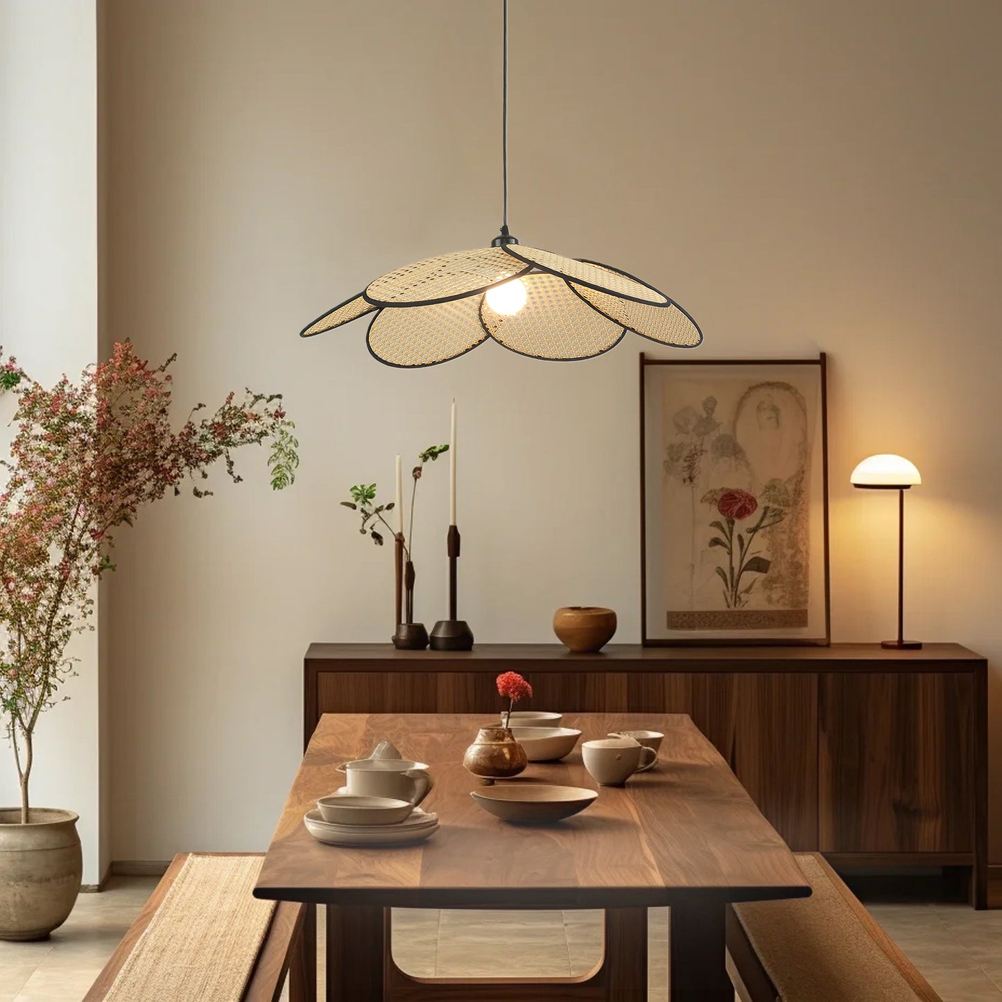 Petals Rattan Minimalist Metal Pendant Lamp