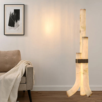 Piped Alabaster Minimalist Brass Floor Lamp