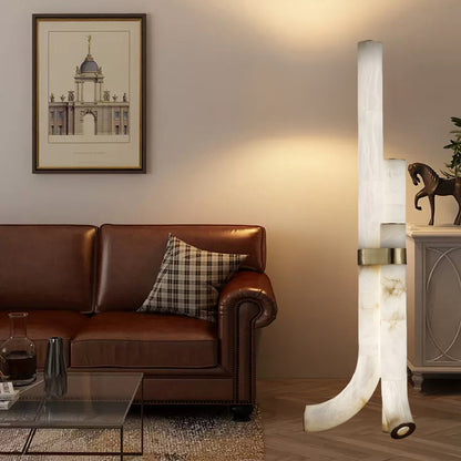 Piped Alabaster Minimalist Brass Floor Lamp