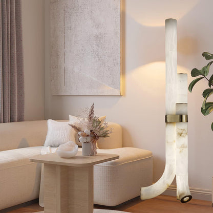 Piped Alabaster Minimalist Brass Floor Lamp