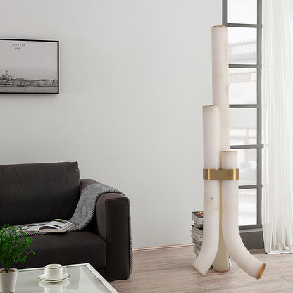 Piped Alabaster Minimalist Brass Floor Lamp