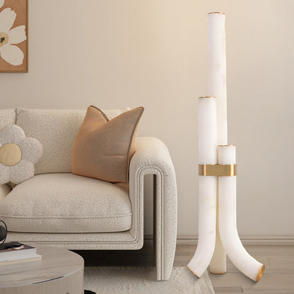 Piped Alabaster Minimalist Brass Floor Lamp