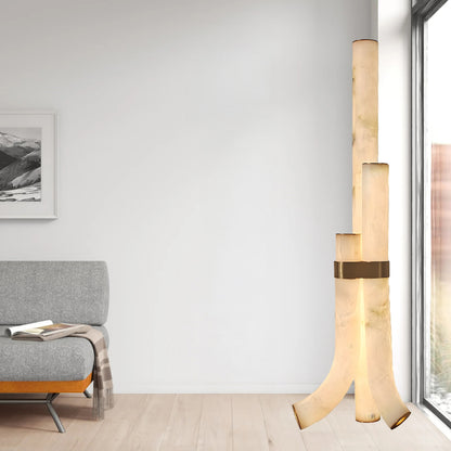 Piped Alabaster Minimalist Brass Floor Lamp