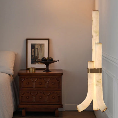 Piped Alabaster Minimalist Brass Floor Lamp