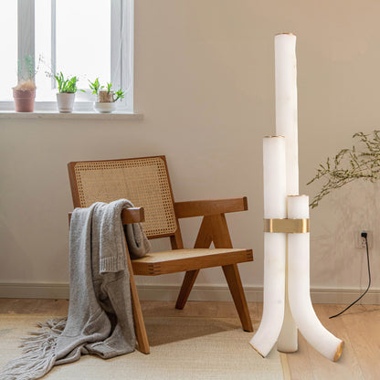 Piped Alabaster Minimalist Brass Floor Lamp