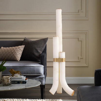 Piped Alabaster Minimalist Brass Floor Lamp