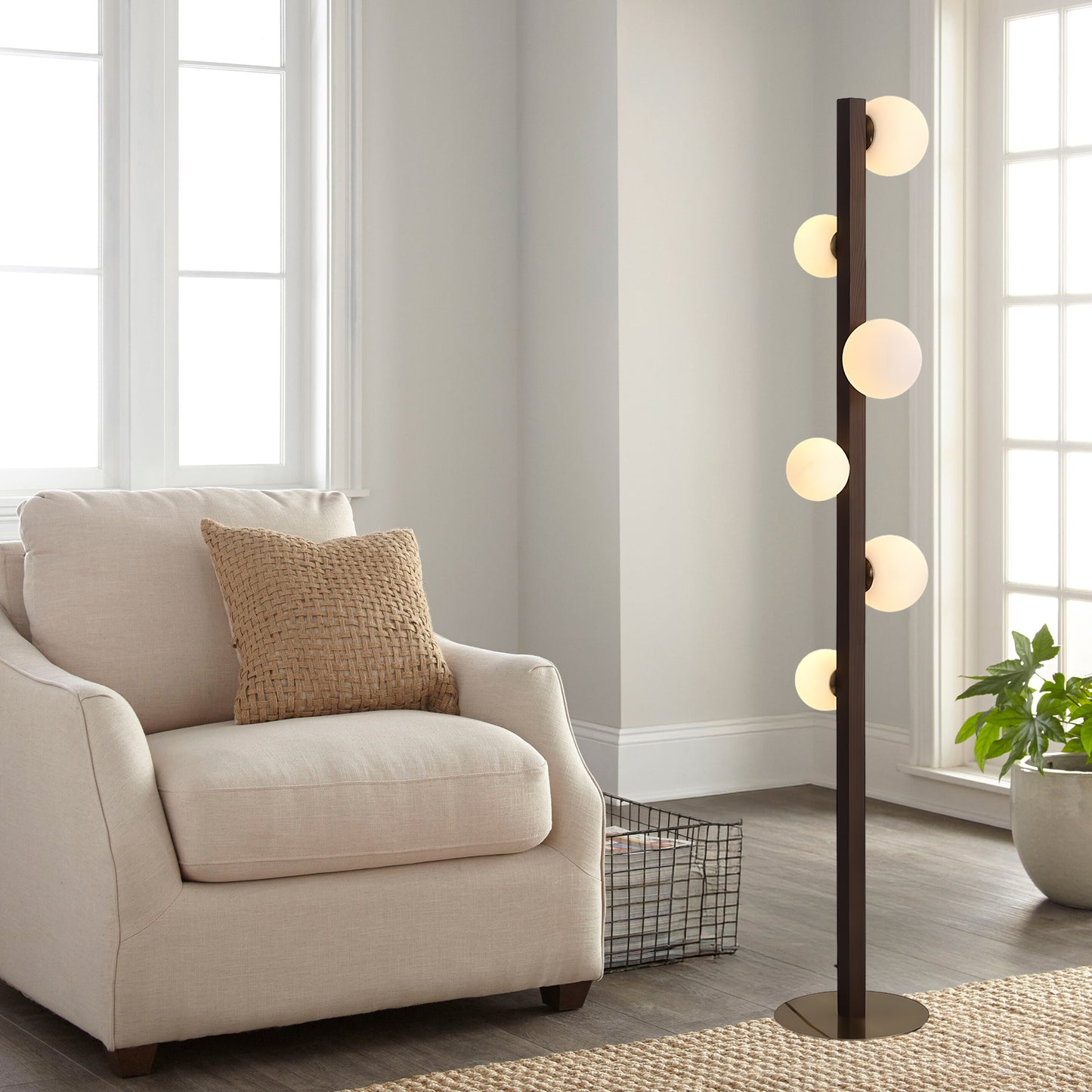 Planeta Wood Modern Crystal Floor Lamp