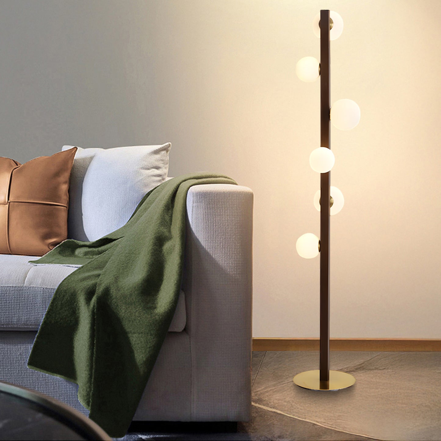 Planeta Wood Modern Crystal Floor Lamp