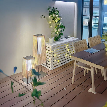 Plastic Rattan Modern Metal Outdoor Post Light