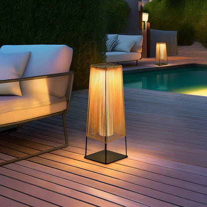 Plastic Rattan Modern Metal Outdoor Post Light