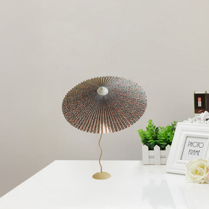 Pleated Hat Eclectic Metal Table Lamp