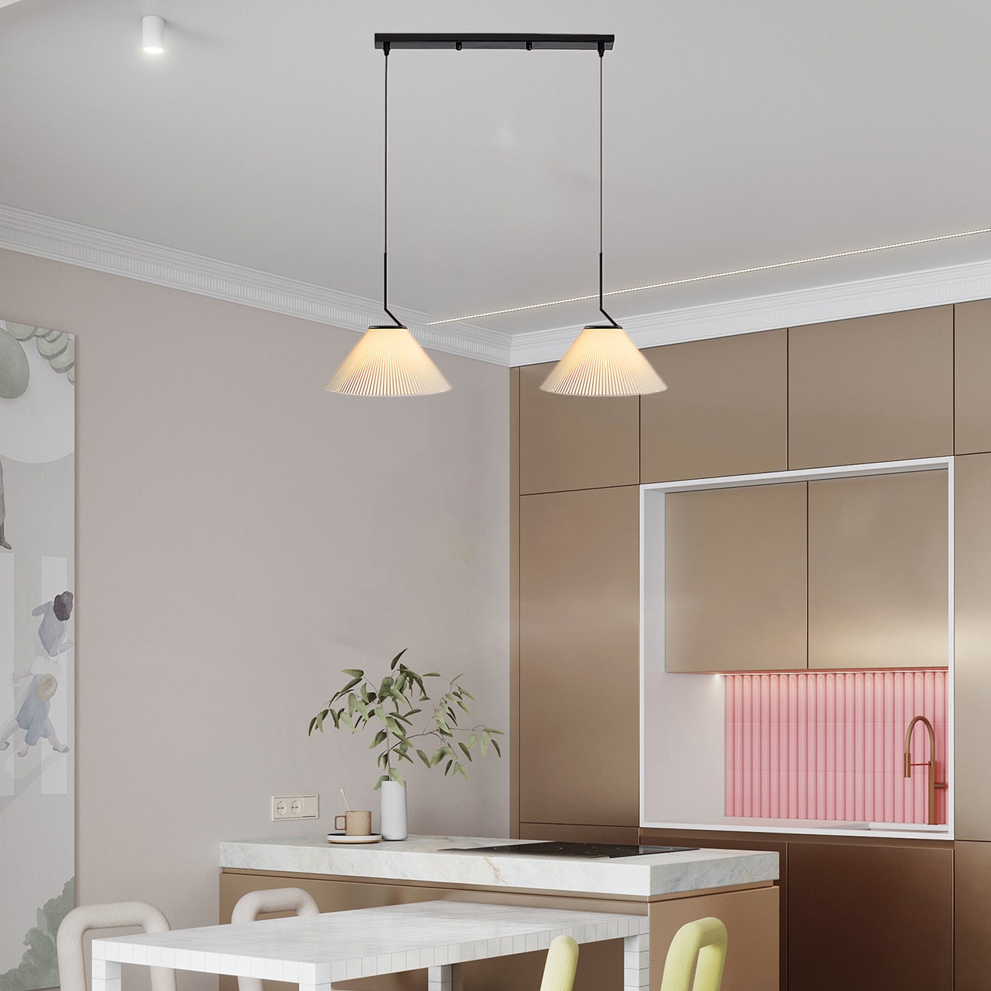 Pleated Skirt Contemporary Metal Pendant Light