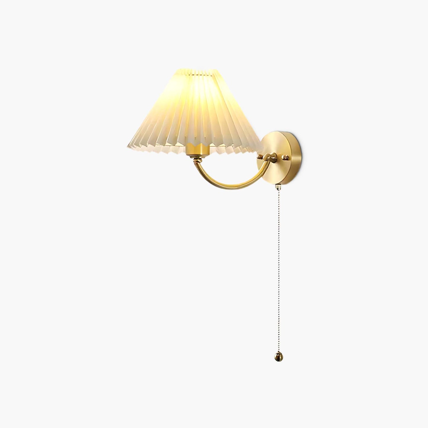 Pleated Minimalist Brass Wall Lamp