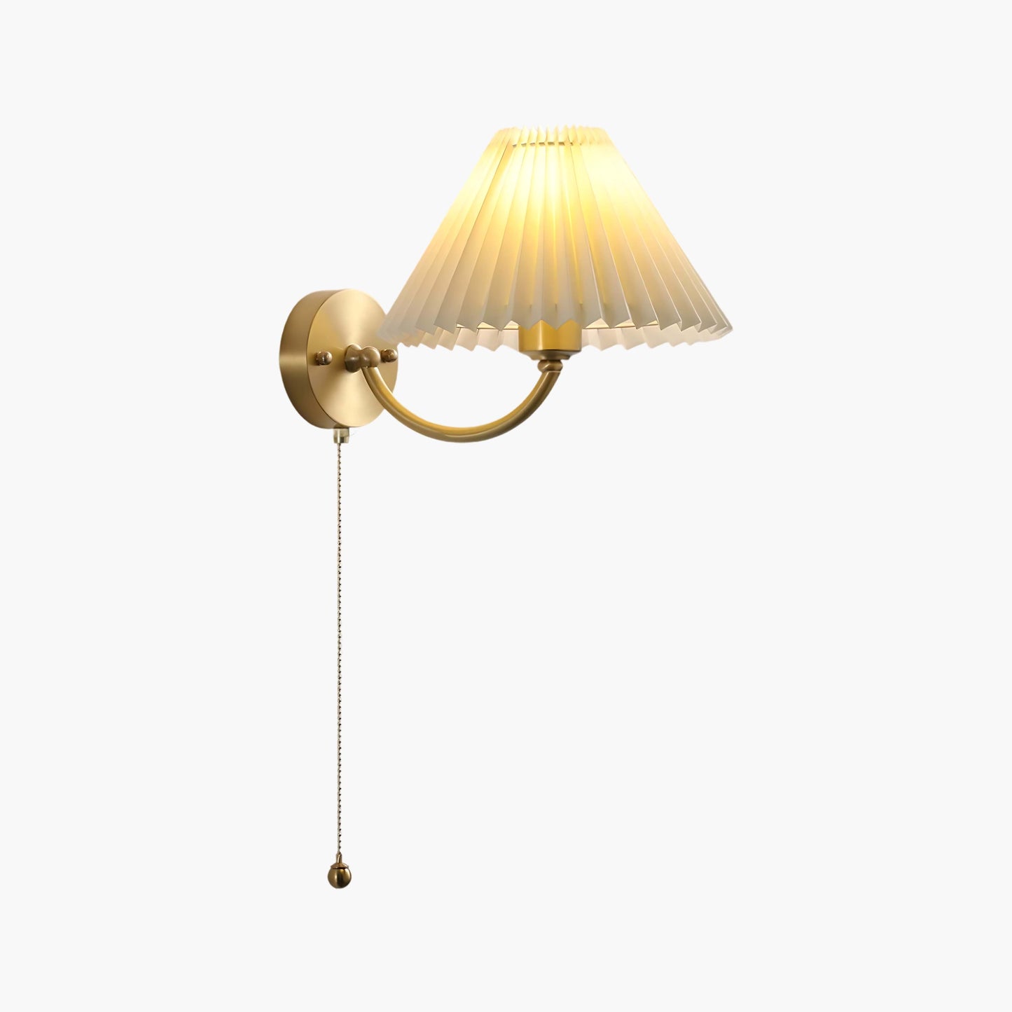 Pleated Minimalist Brass Wall Lamp