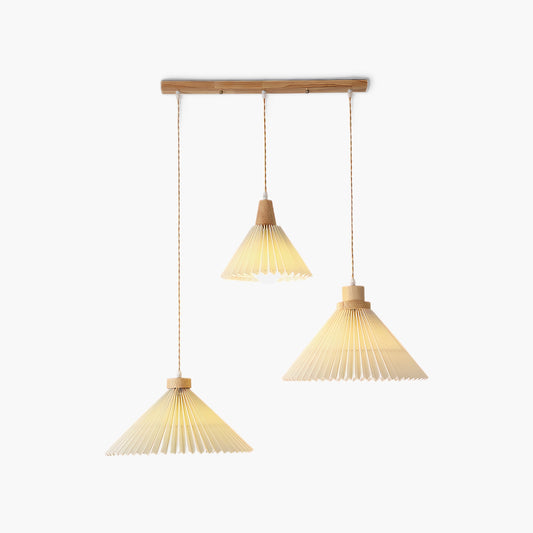 Pleated Wooden Modern Wood Pendant Light