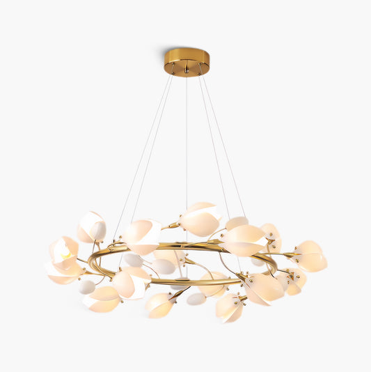 Porcelain Magnolia Traditional Metal Chandelier