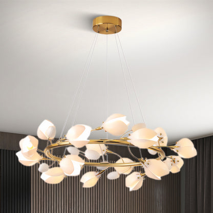 Porcelain Magnolia Traditional Metal Chandelier