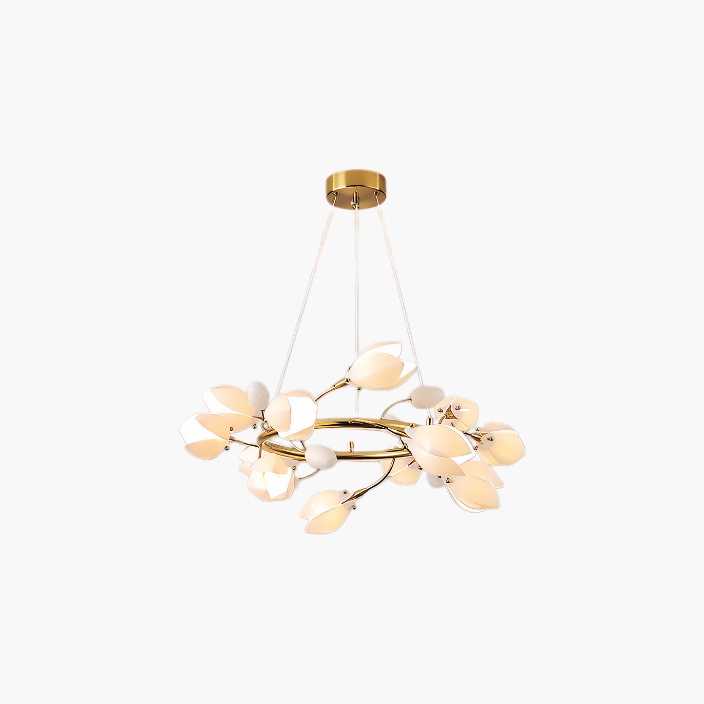 Porcelain Magnolia Traditional Metal Chandelier