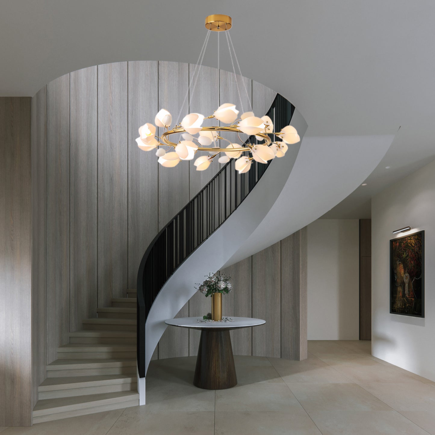 Porcelain Magnolia Traditional Metal Chandelier