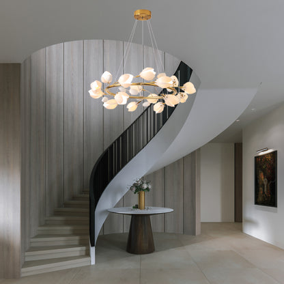 Porcelain Magnolia Traditional Metal Chandelier