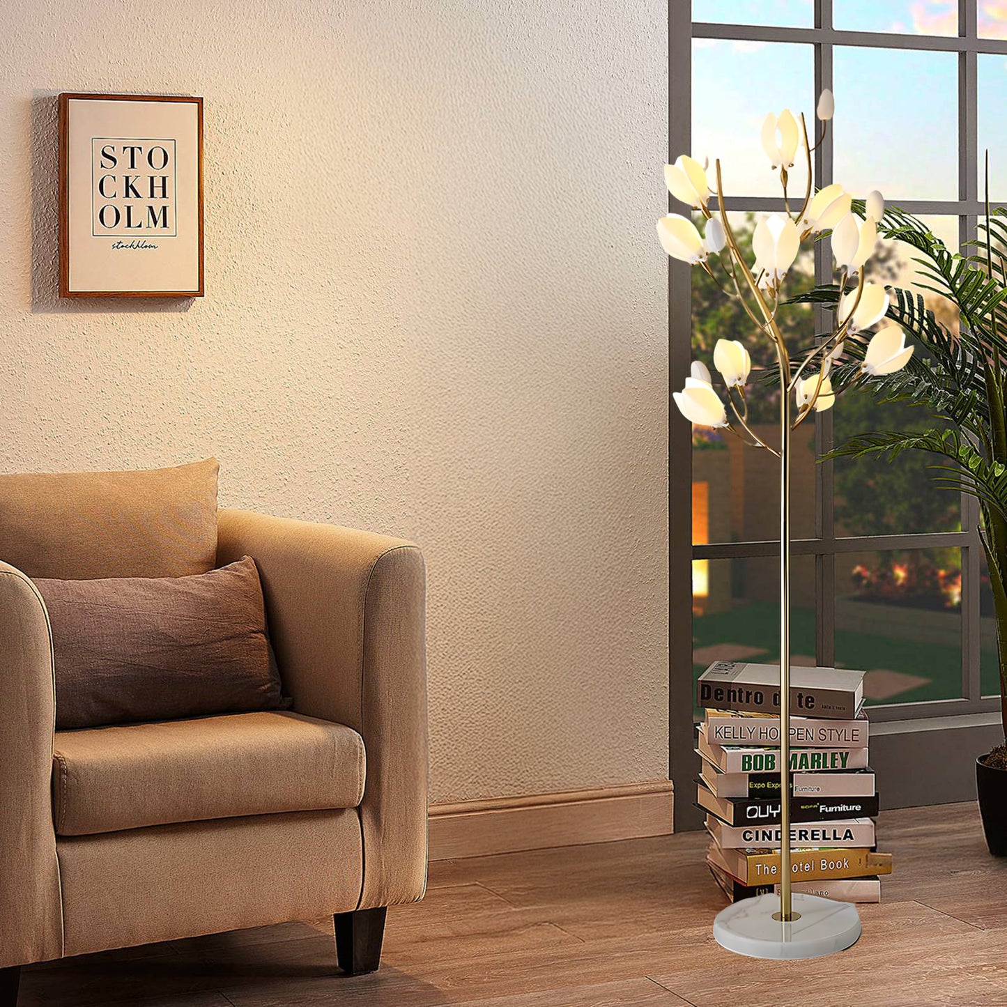 Porcelain Magnolia Traditional Metal Floor Lamp