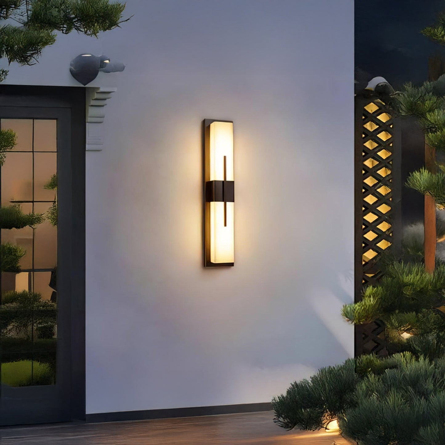 Possini Outdoor Art Deco Steel Wall Light