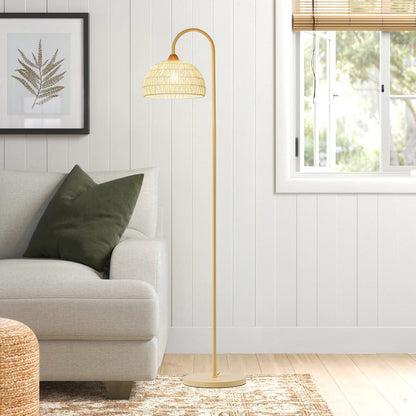 Rattan Arch Modern Metal Floor Lamp