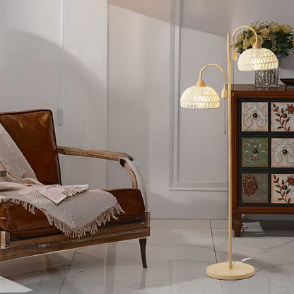 Rattan Arch Modern Metal Floor Lamp