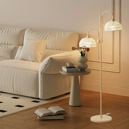 Rattan Arch Modern Metal Floor Lamp