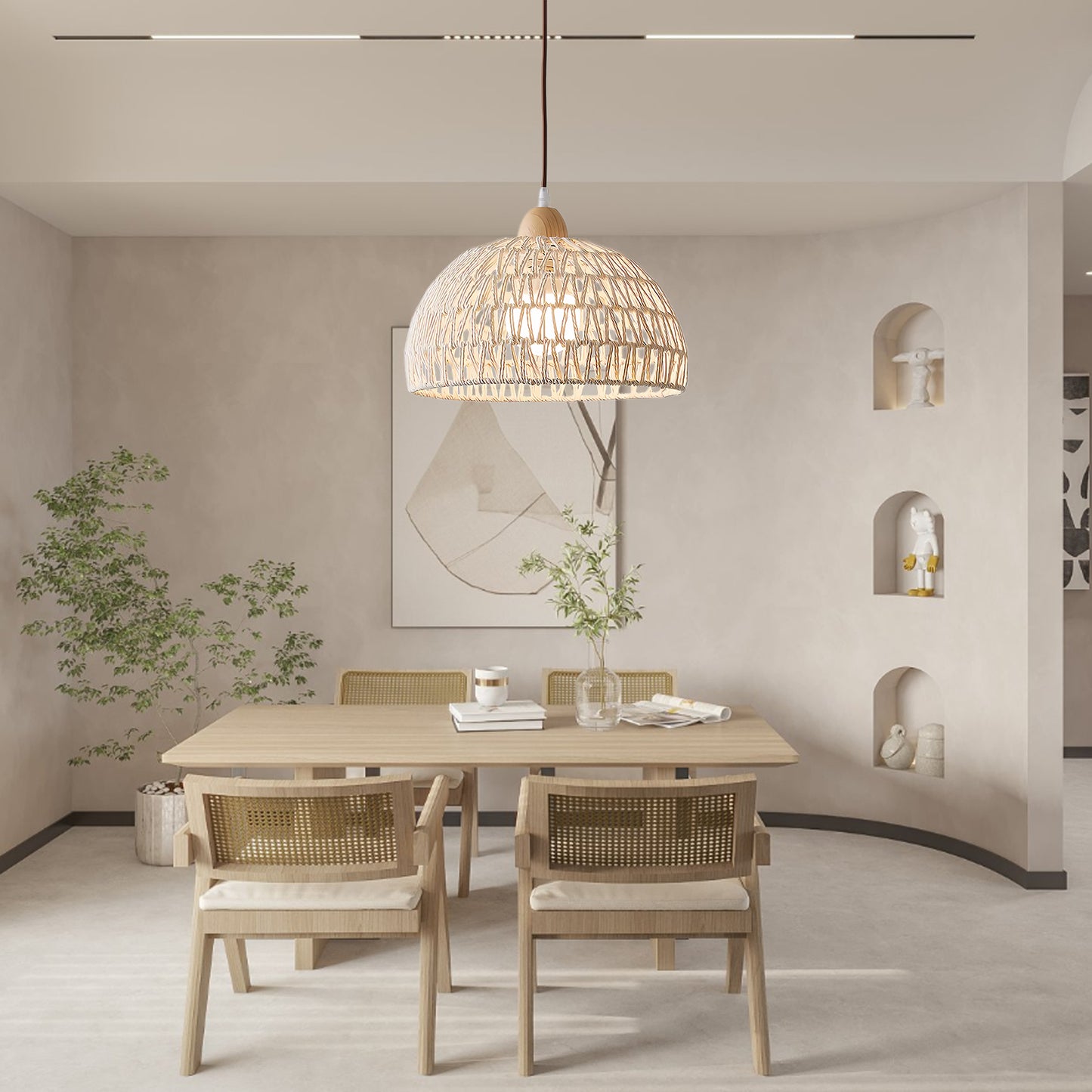 Rattan Arch Modern Metal Pendant Lamp