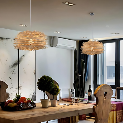 Rattan Handwoven Counter Pendant Lamp