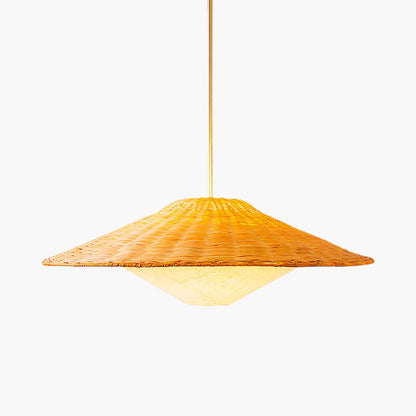 Rattan Hat Modern Metal Pendant Light