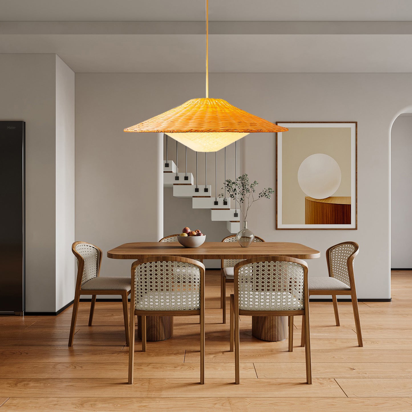 Rattan Hat Modern Metal Pendant Light