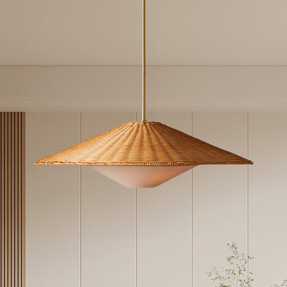 Rattan Hat Modern Metal Pendant Light