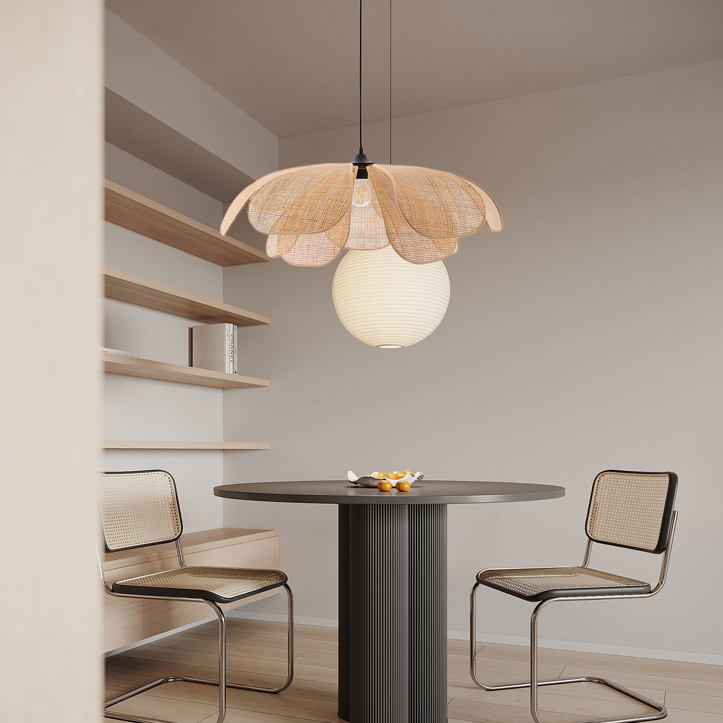 Rattan Petal Eclectic Metal Pendant Lamp