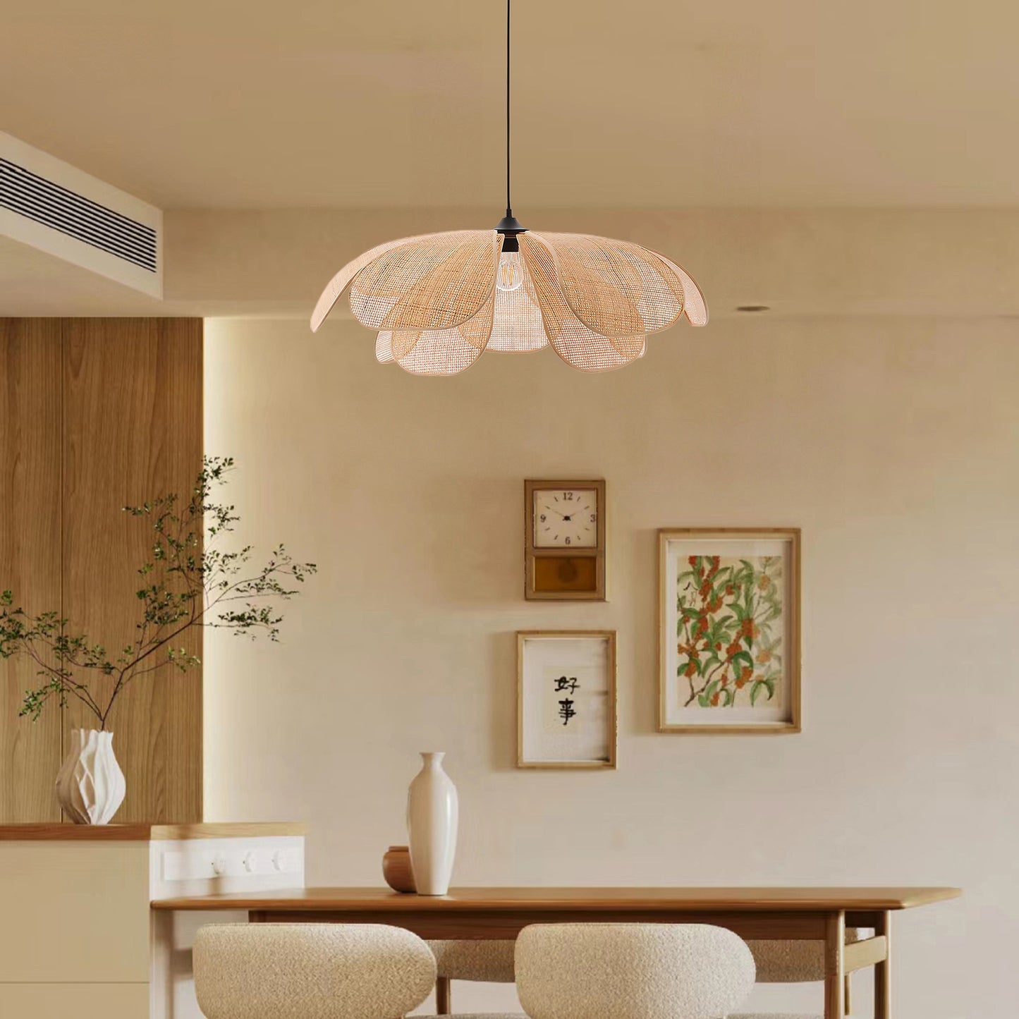 Rattan Petal Eclectic Metal Pendant Lamp