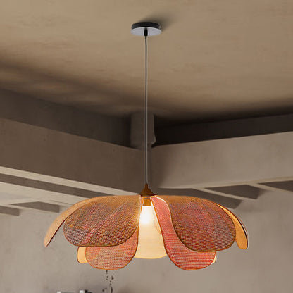 Rattan Petal Eclectic Metal Pendant Lamp