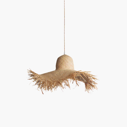 Rattan Straw Hat Eclectic Material Pendant Light