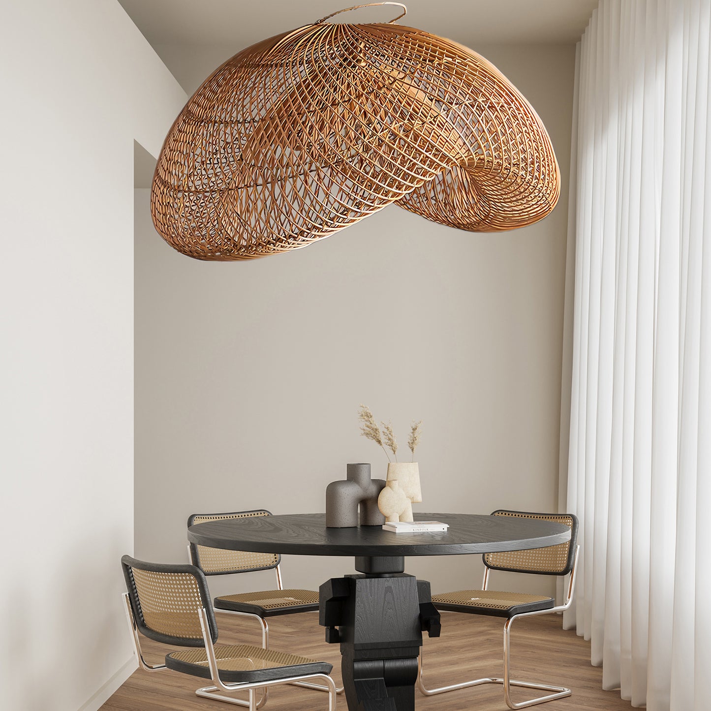 Rattan Wave Bohemian Metal Pendant Light