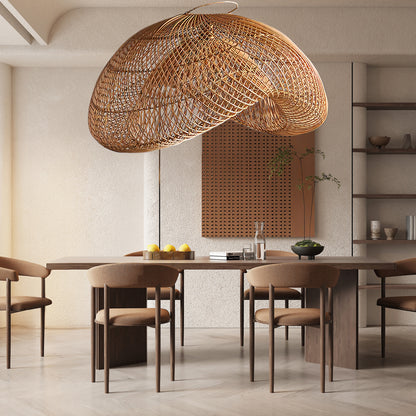 Rattan Wave Bohemian Metal Pendant Light