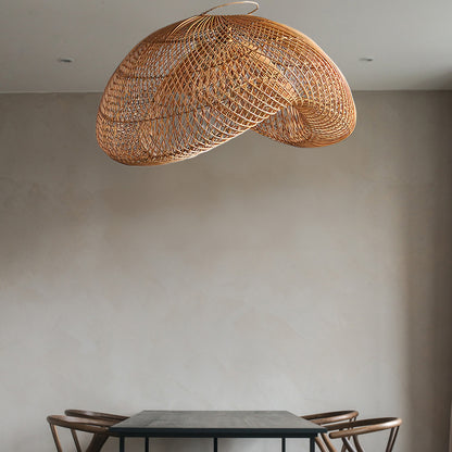 Rattan Wave Bohemian Metal Pendant Light